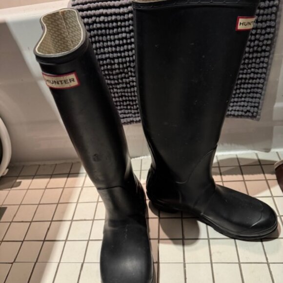 Hunter rain boots ORIGINAL tall BLACK matte size 9 : vintage - Picture 5 of 5